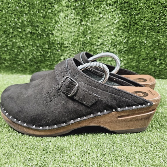 Troentorp Donatello Black Suede Slip On Clog Mules Womens Size EU 39 US 9 - Picture 3 of 8